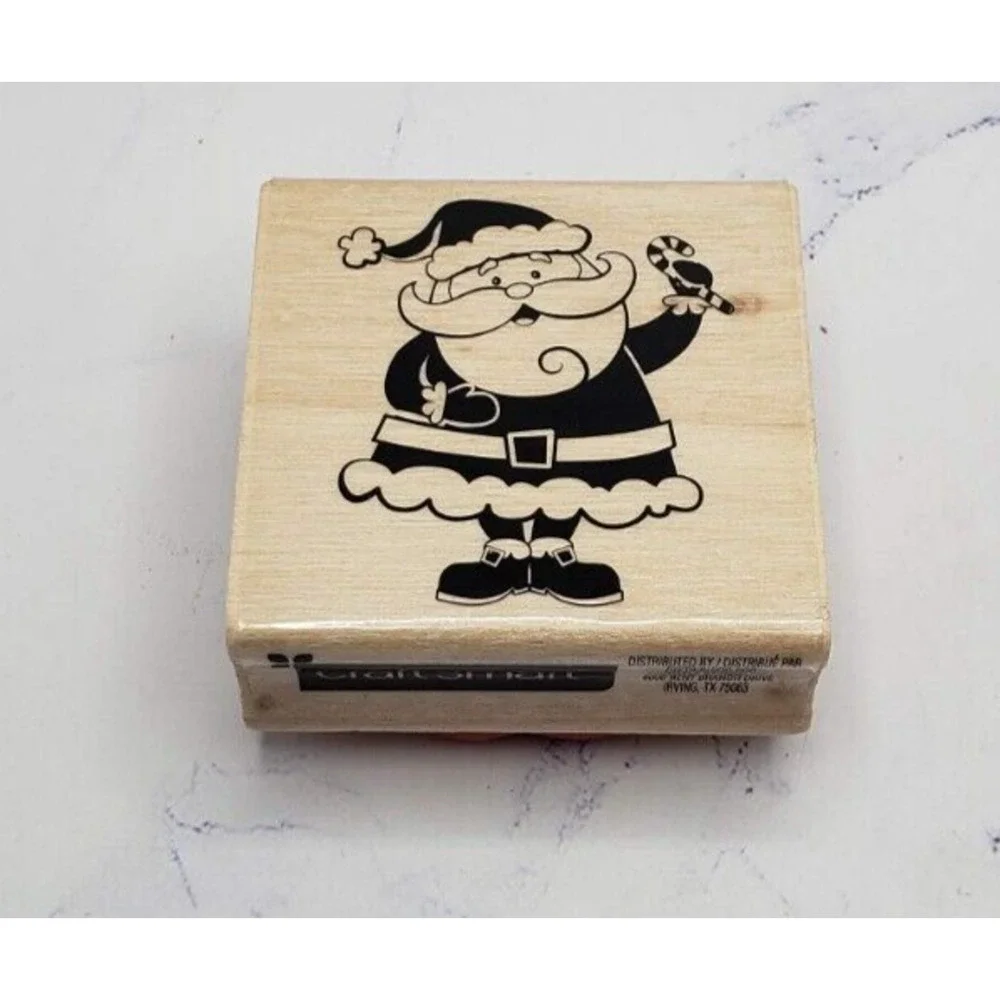 Santa Claus Candy Cane Winter Christmas Holiday Design Craft Smart Rubber Stamp